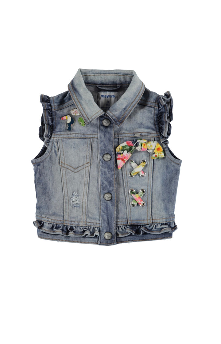 Giacca di jeans smanicata bambina Mayoral