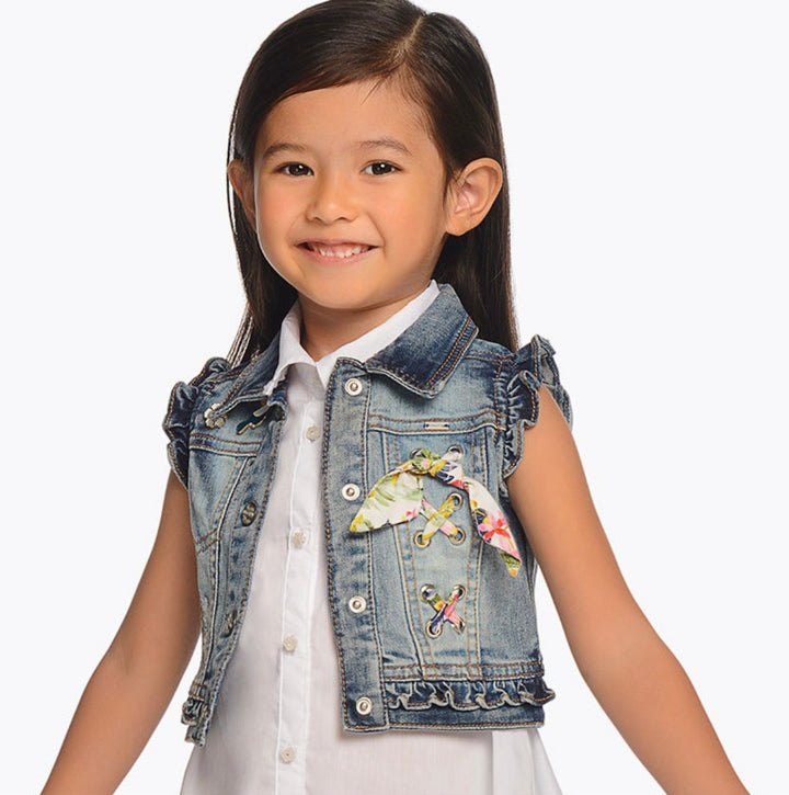 Giacca di jeans smanicata bambina Mayoral