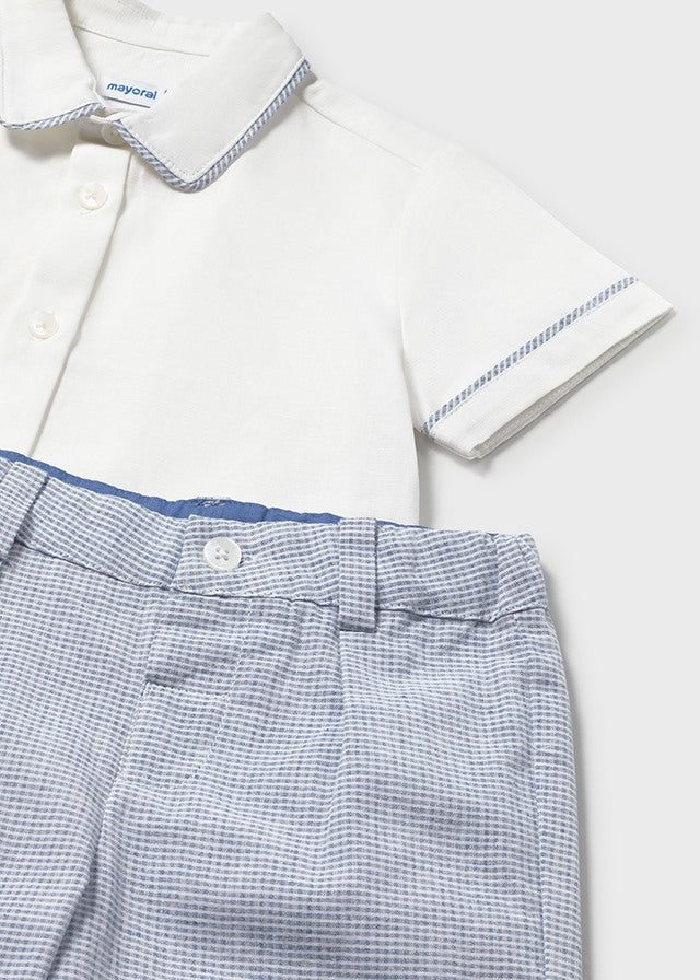 Completo in lino con camicia baby boy Mayoral