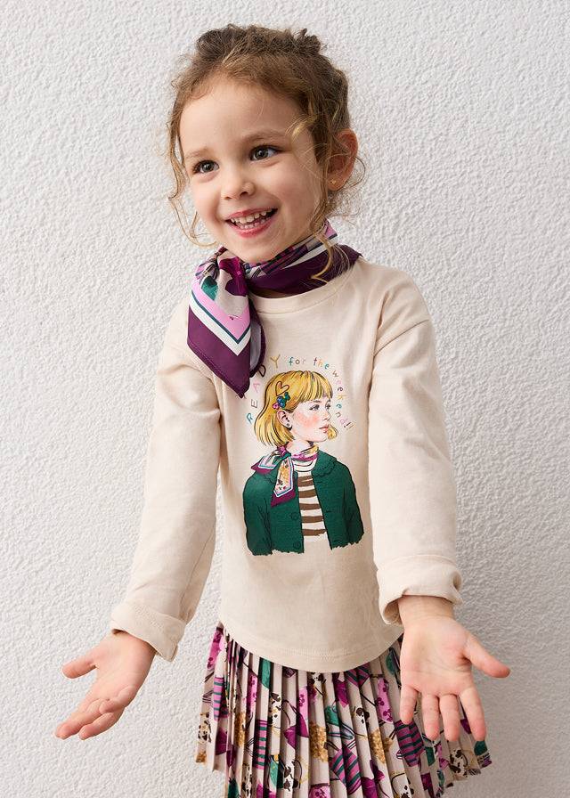 Maglietta manica lunga con foulard bambina Mayoral