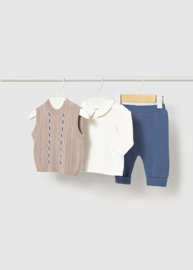 Completo 3 pezzi in tricot neonato Mayoral