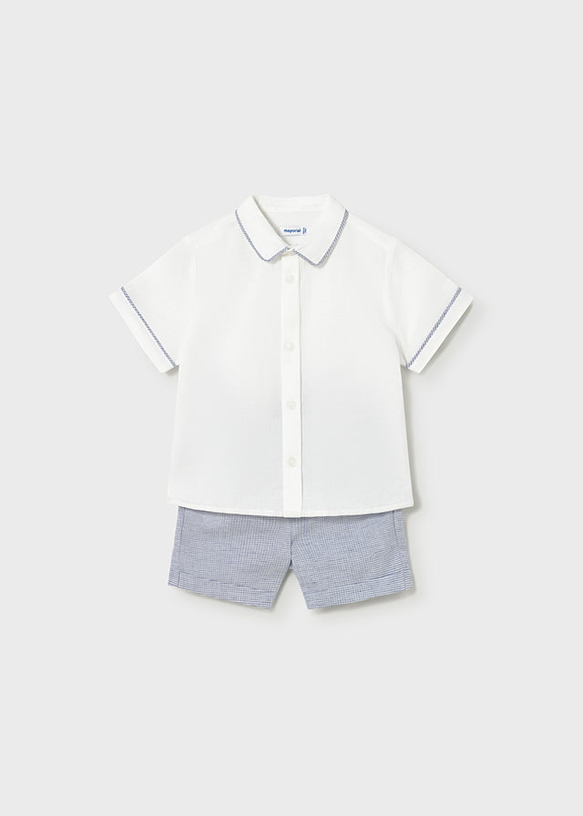 Completo in lino con camicia baby boy Mayoral