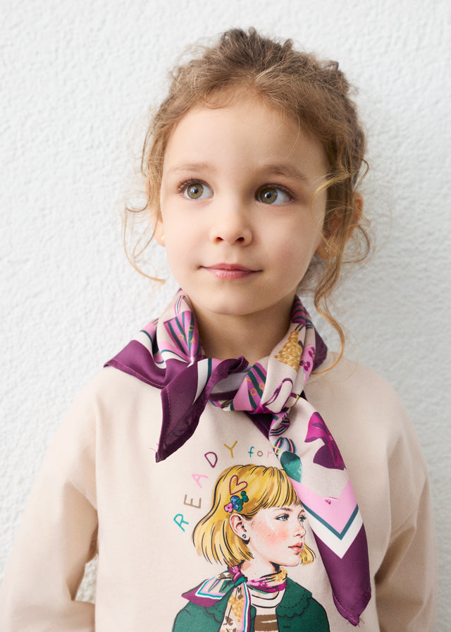 Maglietta manica lunga con foulard bambina Mayoral