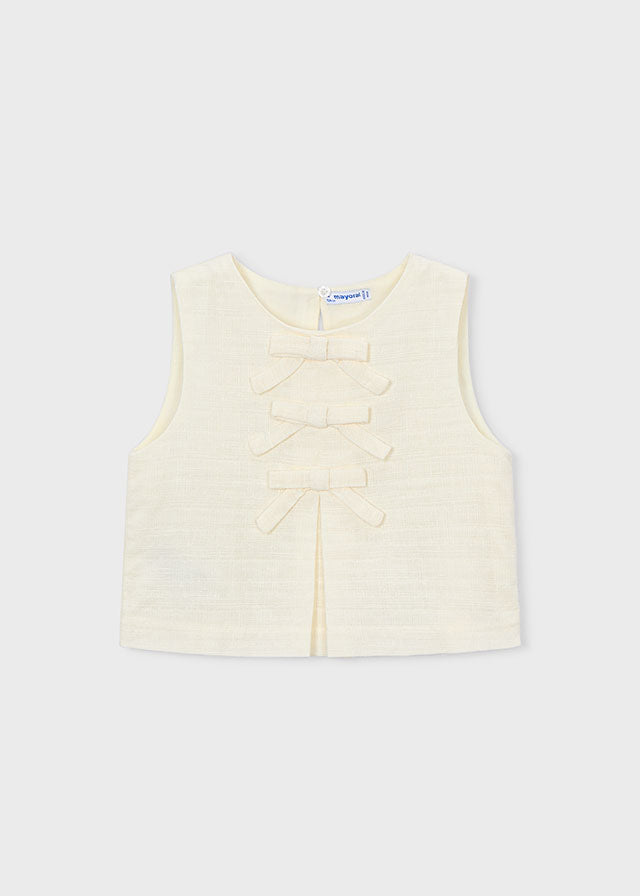 Blusa con fiocchi in lino bambina Mayoral