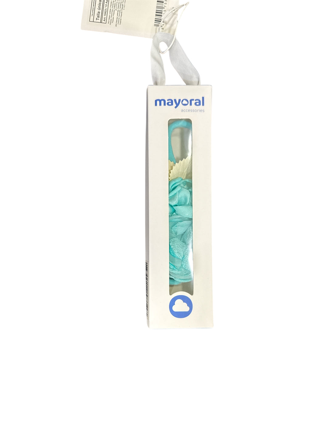 Elastic band with baby girl floral application