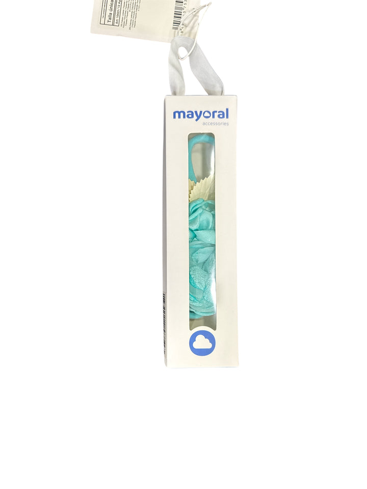 Elastic band with baby girl floral application