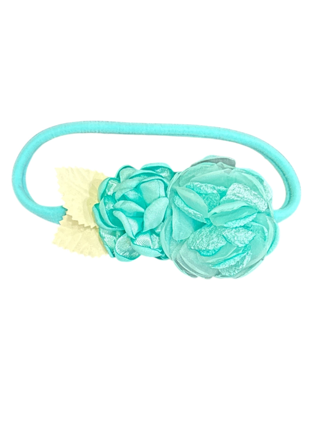 Elastic band with baby girl floral application