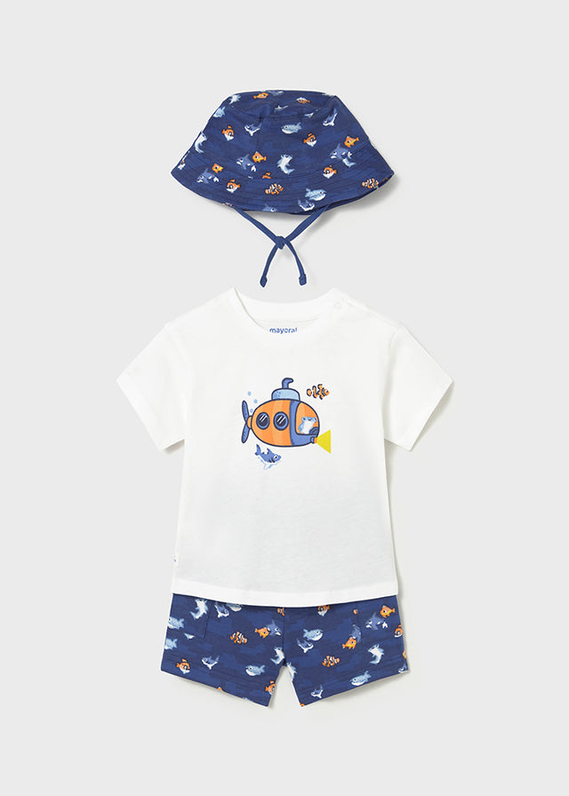 Completo due pezzi con cappello baby boy Mayoral