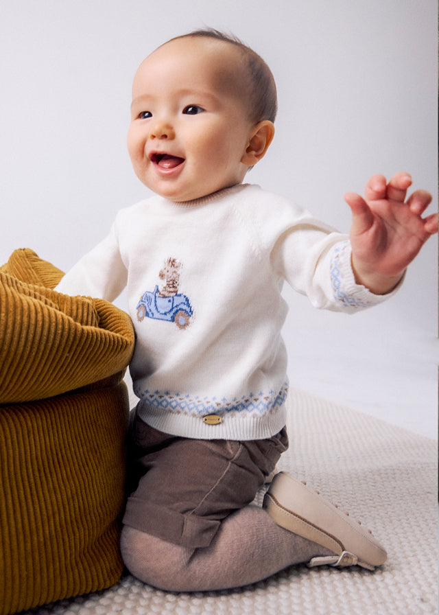 Completo tre pezzi con calzamaglia pantaloncino e maglione neonato Mayoral