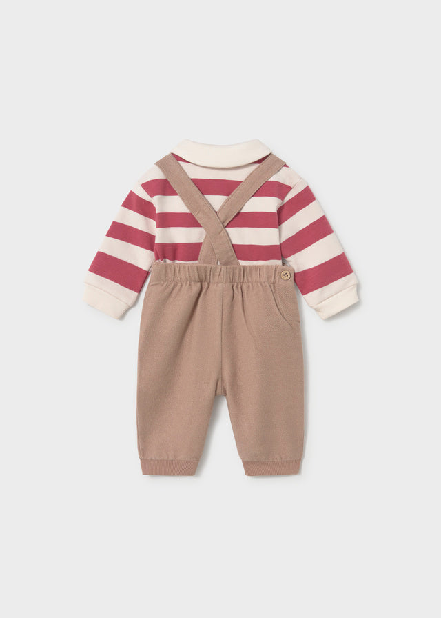 Completo due pezzi salopette e maglia a righe neonato Mayoral