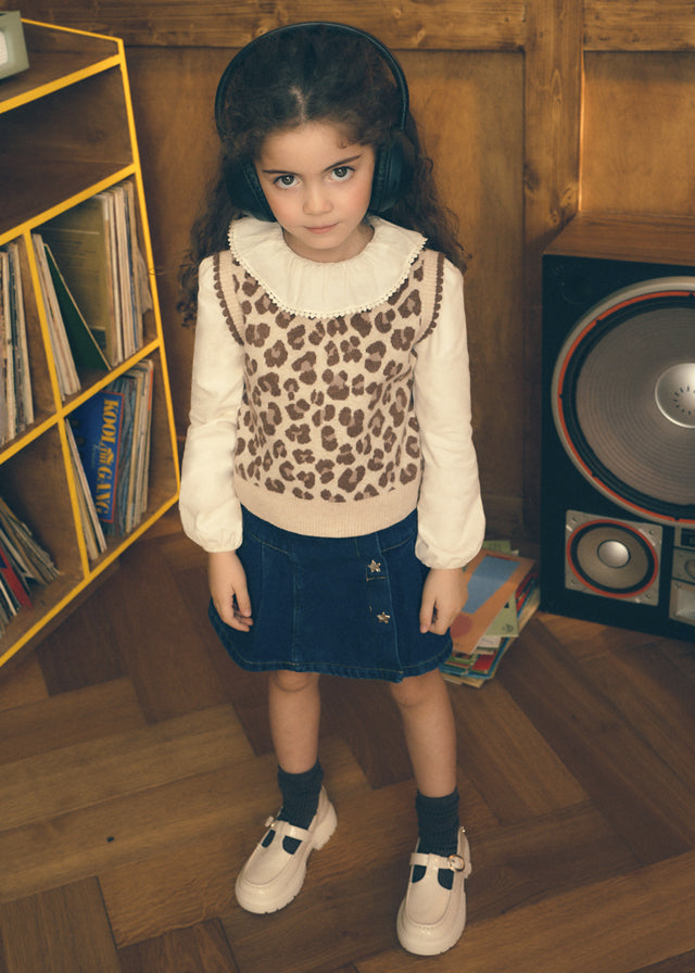 Gilet motivo maculato tricot bambina Mayoral