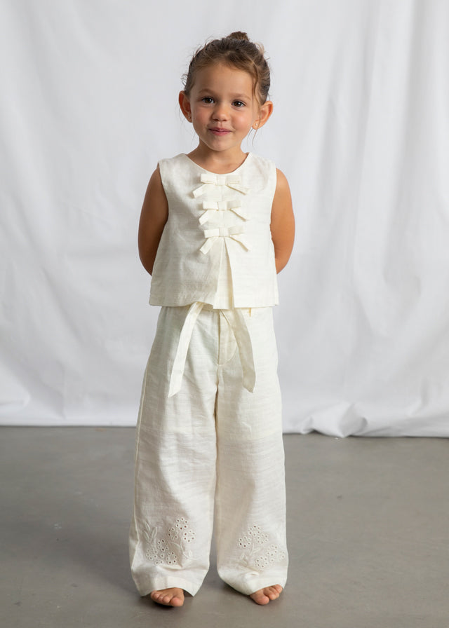Blusa con fiocchi in lino bambina Mayoral