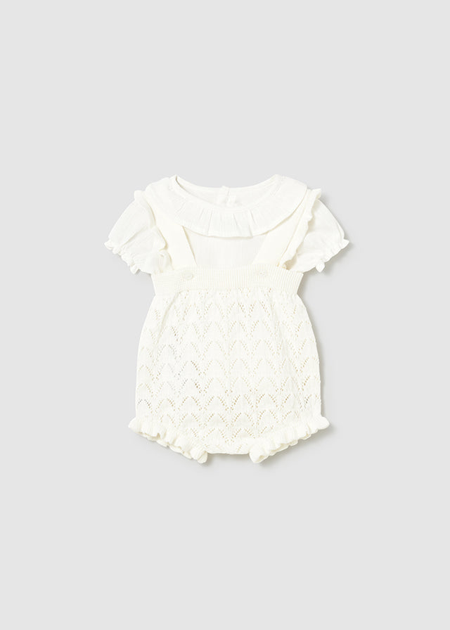 Completo con salopette in tricot neonata Mayoral
