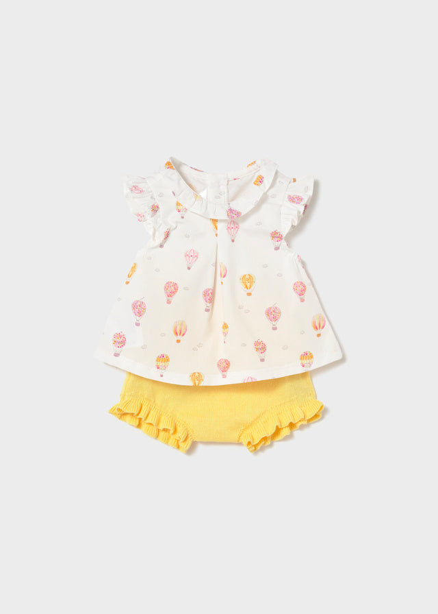 Completo blusa mongolfiera con culotte in tricot neonata Mayoral