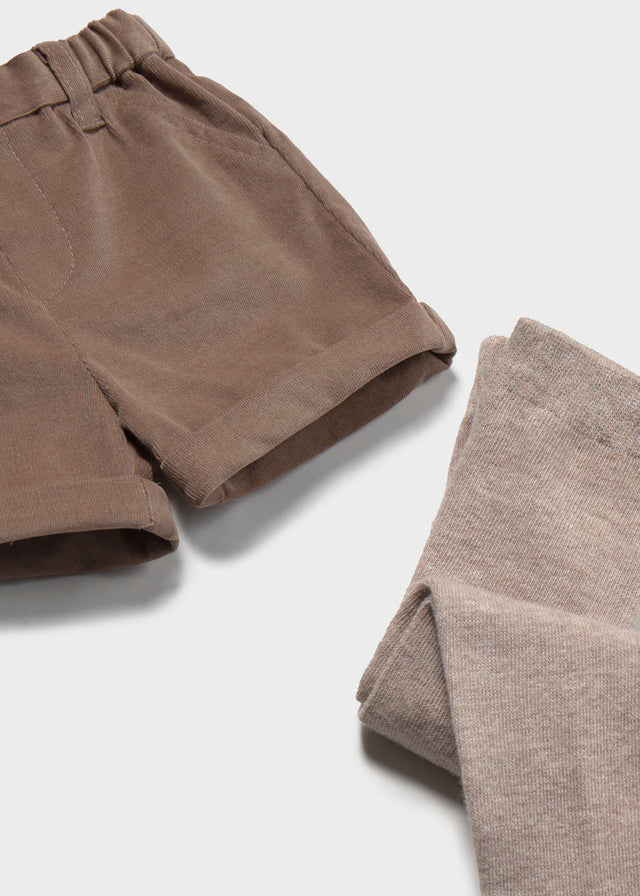 Completo tre pezzi con calzamaglia pantaloncino e maglione neonato Mayoral