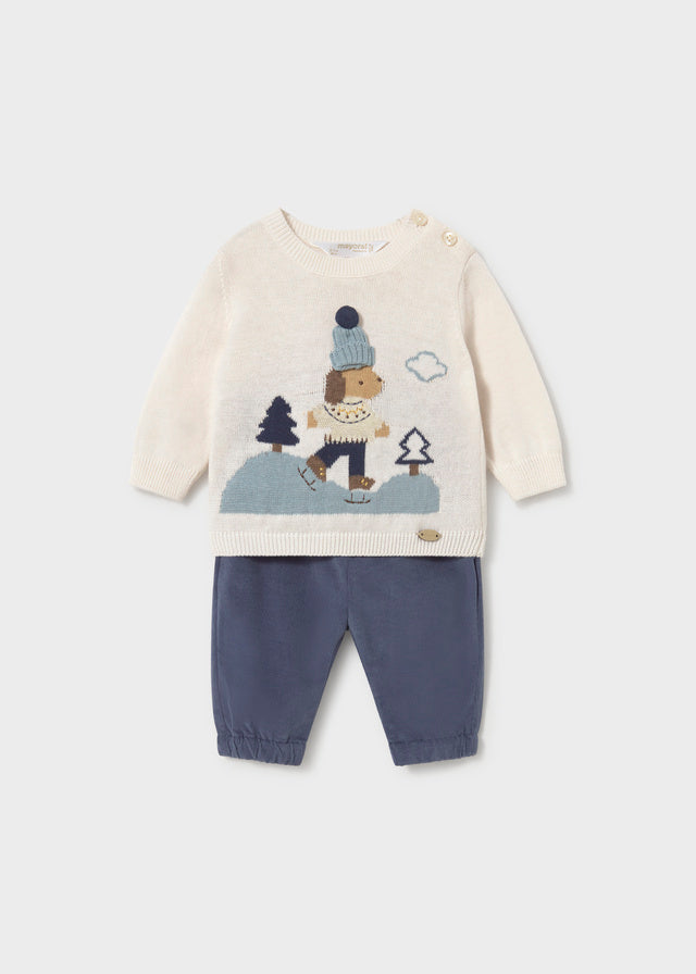 Completo due pezzi pantalone e maglione neonato Mayoral