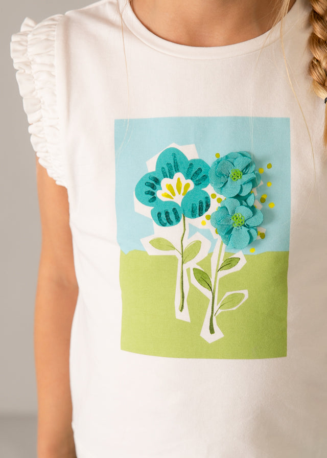T-shirt fiore giro manica bambina Mayoral