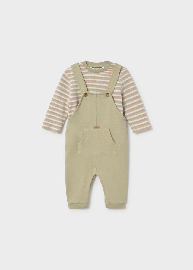 Completo due pezzi salopette e maglia a righe neonato Mayoral
