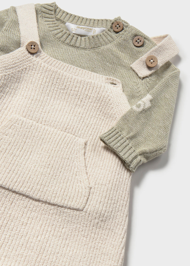 Completo due pezzi salopette e maglia in tricot neonato Mayoral