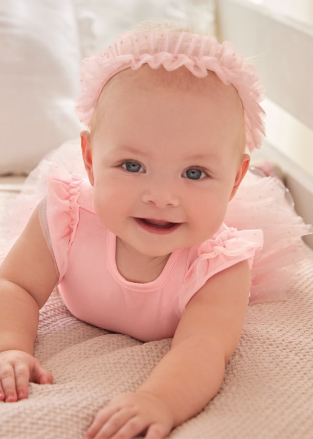 Sustainable cotton tutu bodysuit with newborn band