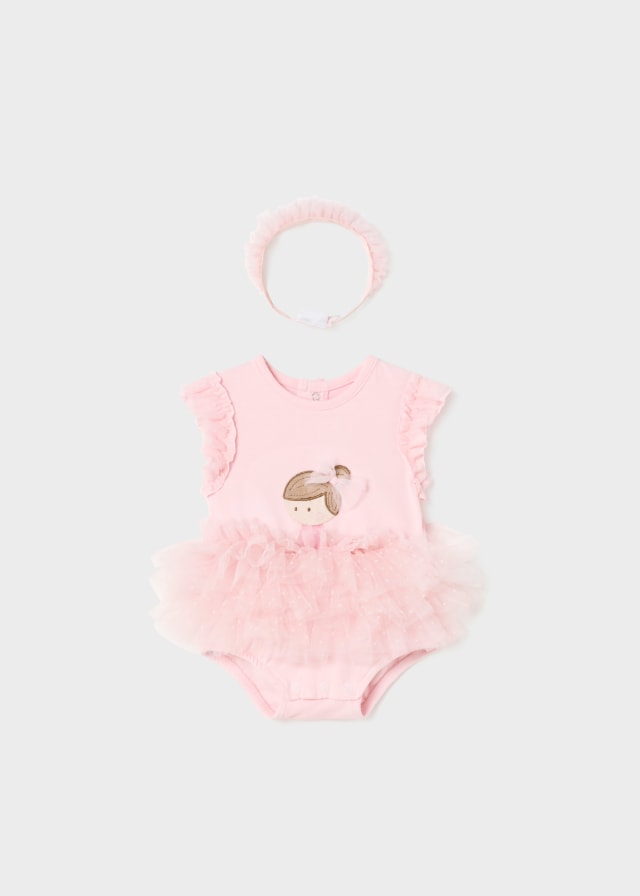 Sustainable cotton tutu bodysuit with newborn band