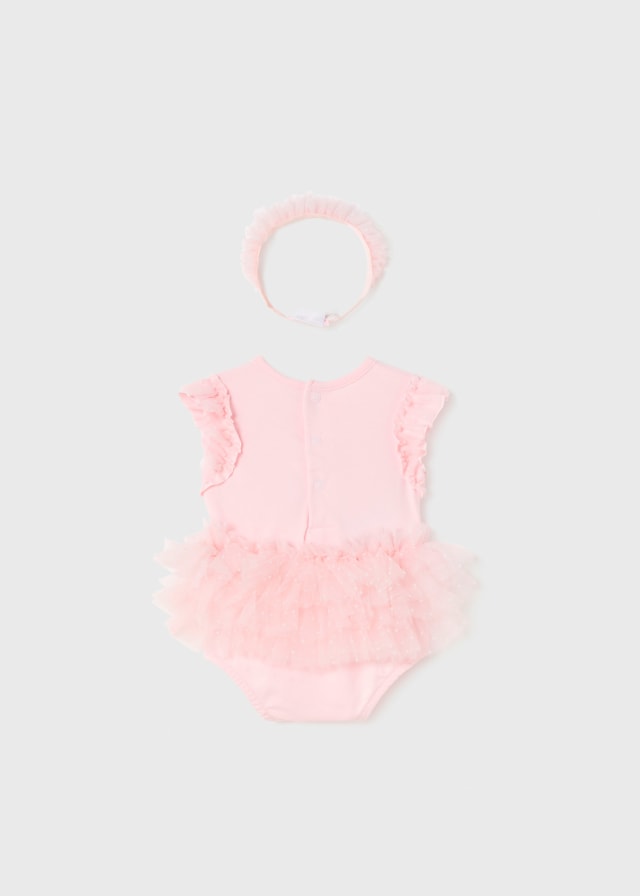 Sustainable cotton tutu bodysuit with newborn band