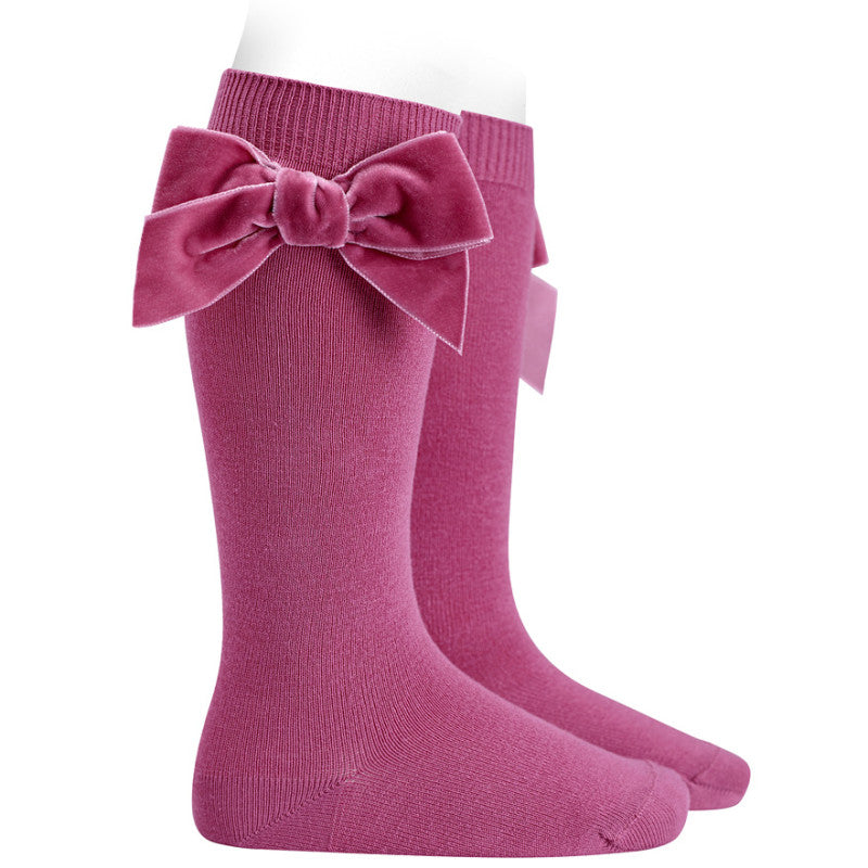 Calze lunghe caldo cotone con fiocco velluto laterale neonata Condor