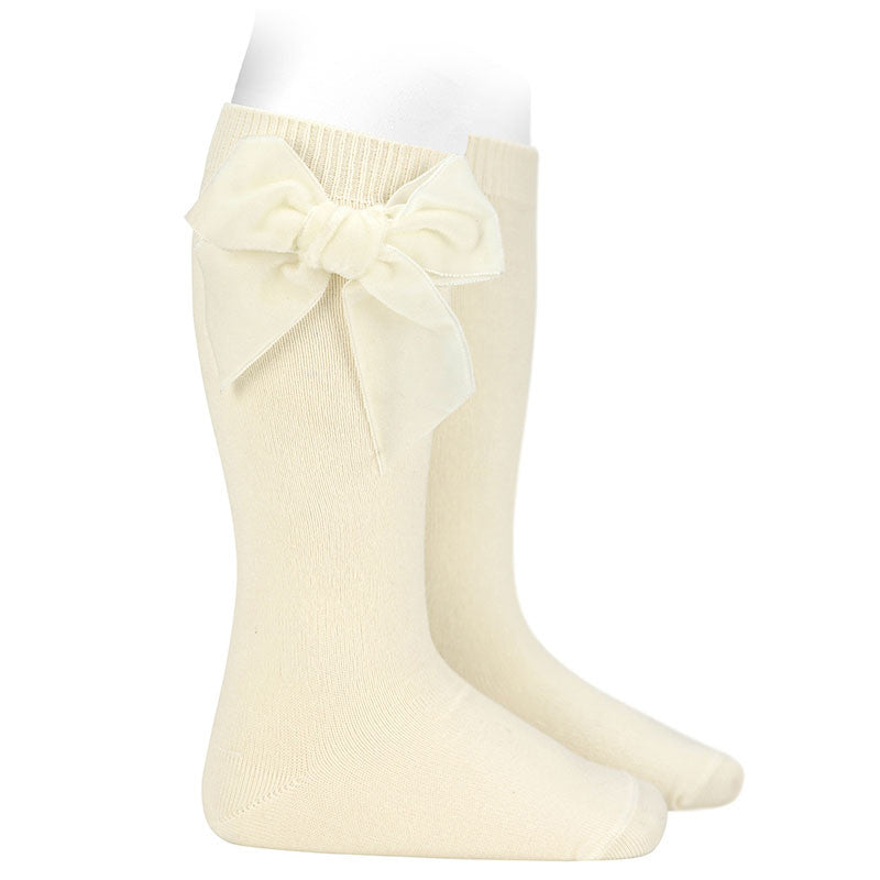 Calze lunghe caldo cotone con fiocco velluto laterale neonata Condor