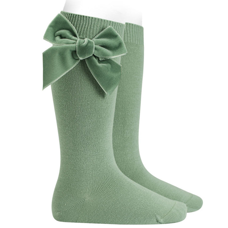 Calze lunghe caldo cotone con fiocco velluto laterale neonata Condor