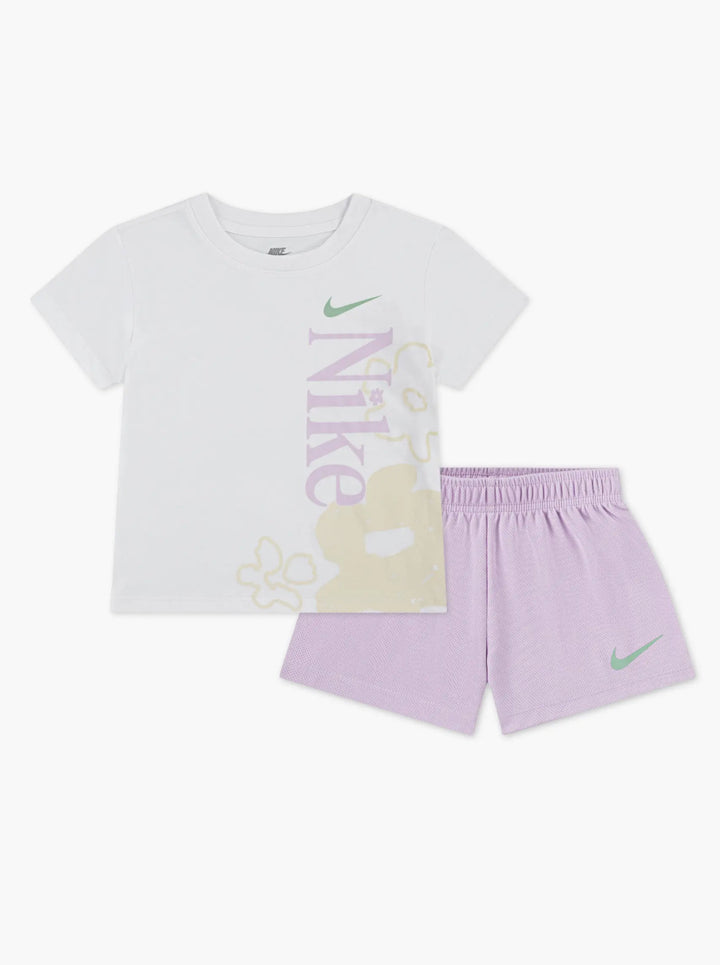 Completo maglietta a maniche corte con stampe e pantaloncino baby femmina
