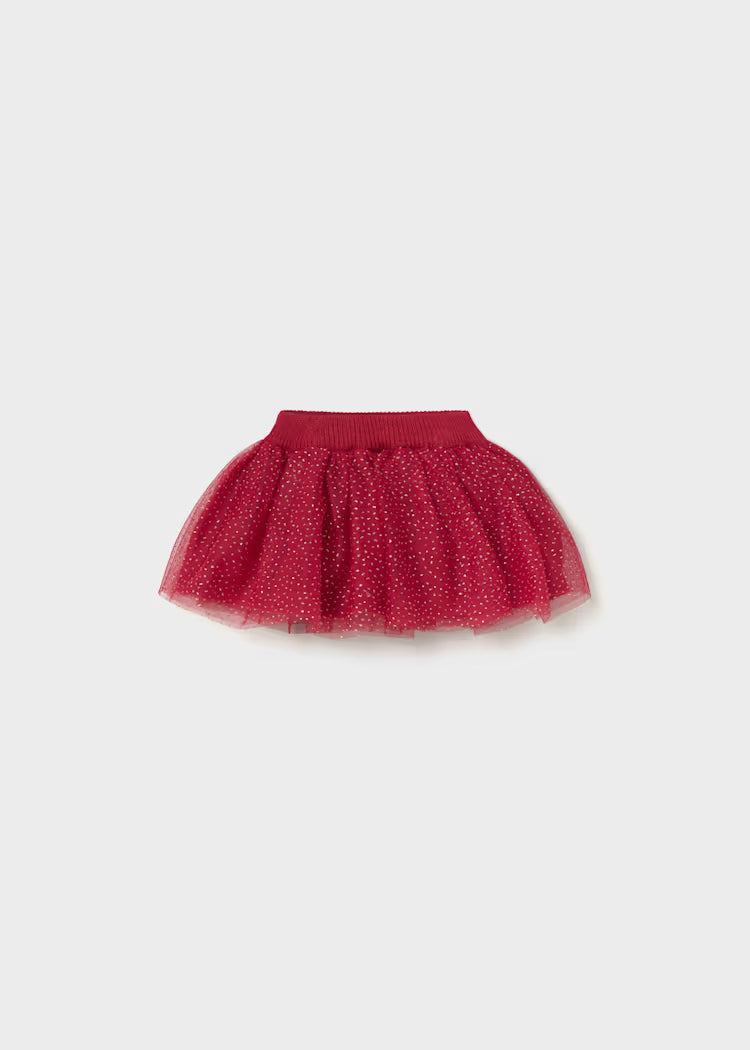 Completo tre pezzi con gonna in tulle e tricot neonata Mayoral