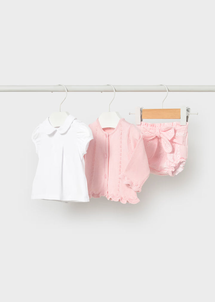 Completo 3 pezzi con culotte neonata Mayoral