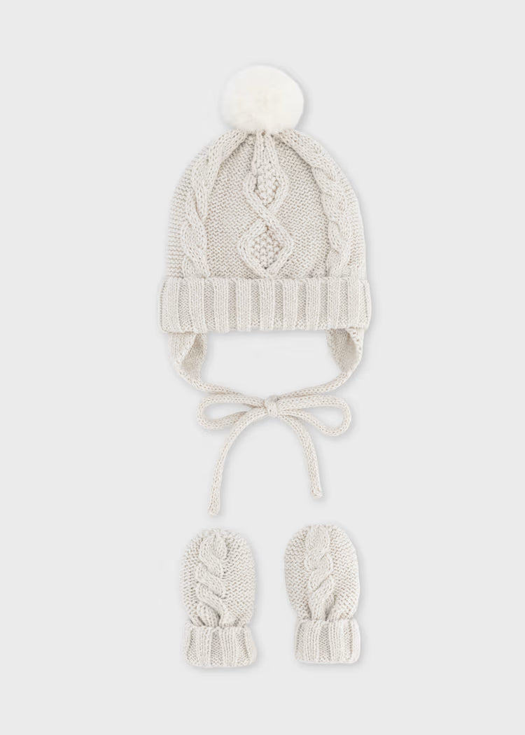 Completo cappello e guanti in tricot neonato Mayoral