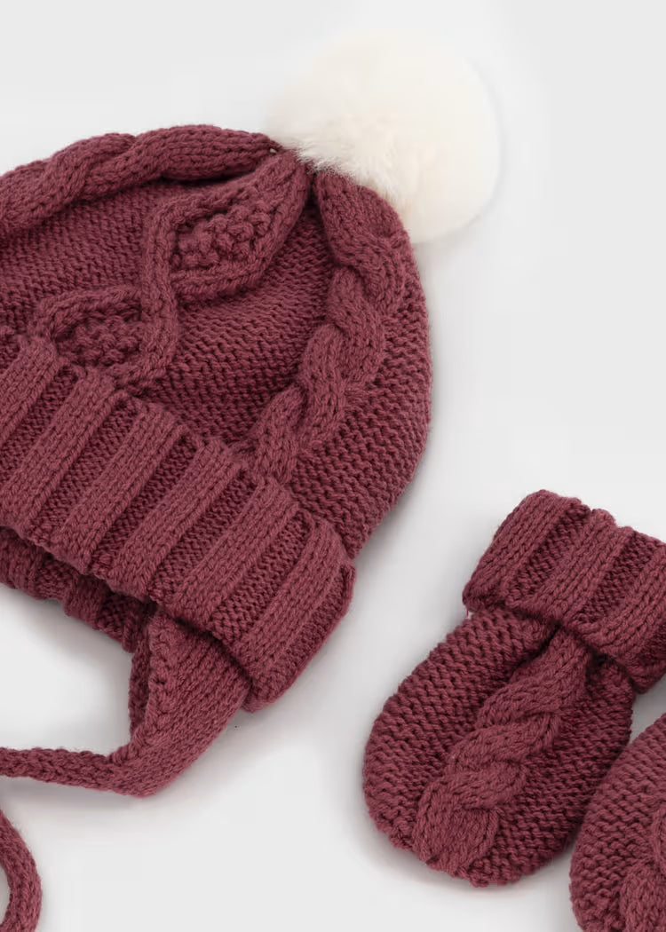 Completo cappello e guanti in tricot neonato Mayoral