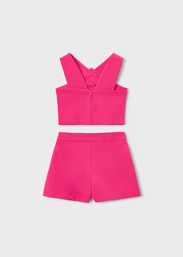 Completo con bermuda e top fiori bambina