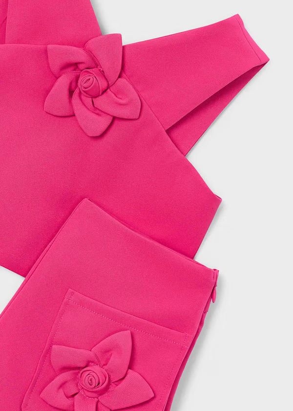 Completo con bermuda e top fiori bambina