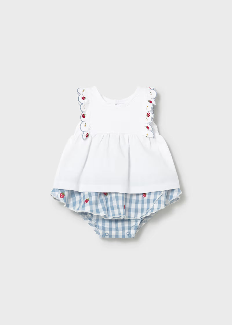 Completo gonna quadri e maglietta neonata Mayoral