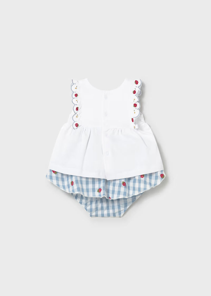 Completo gonna quadri e maglietta neonata Mayoral