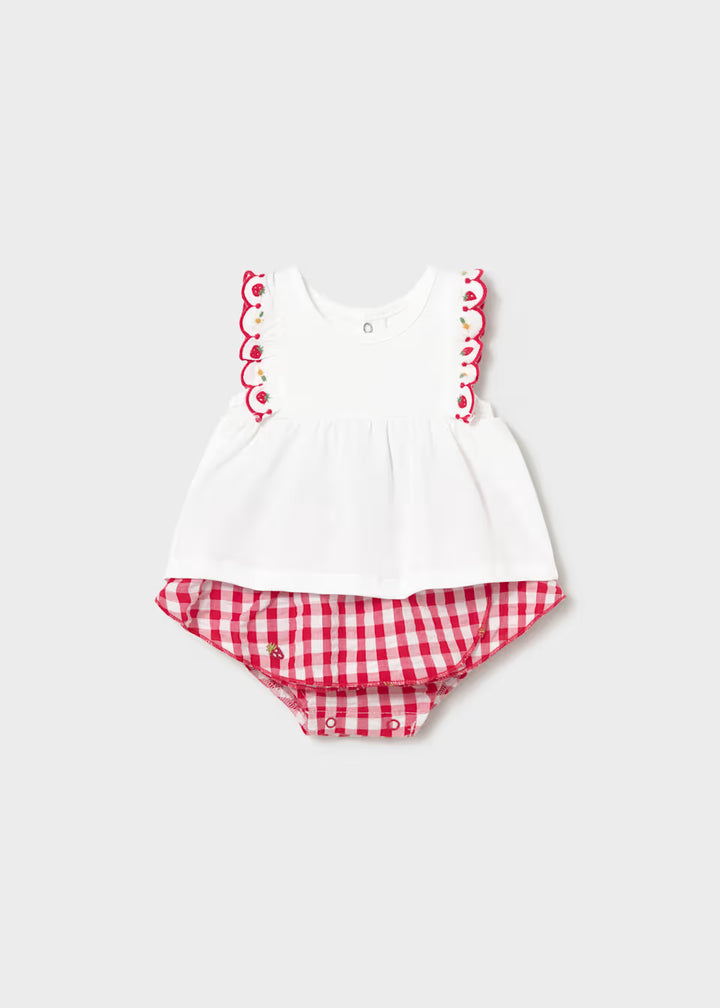 Completo gonna quadri e maglia neonata mayoral