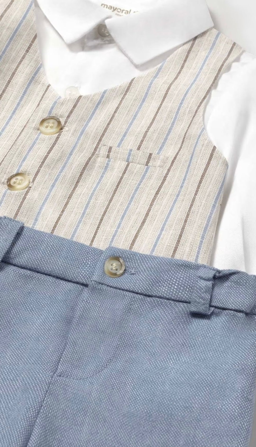 Completo pantaloncino e camicia con gilet neonato