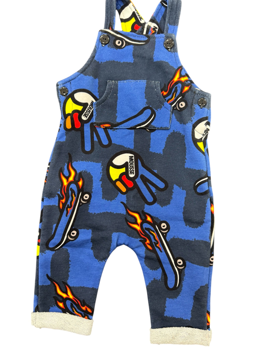 Salopette blu con stampe neonato