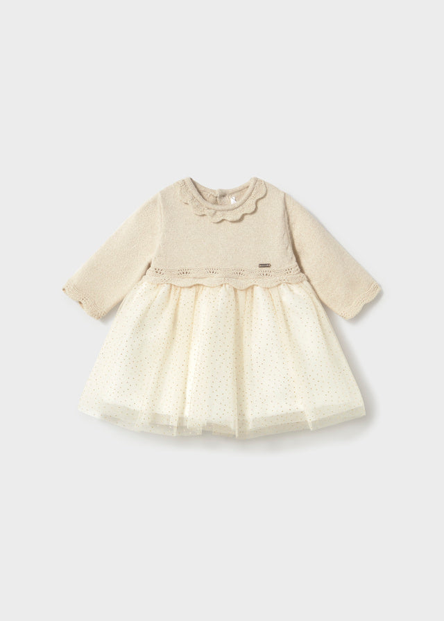 Vestito in tricot con tulle neonata Mayoral