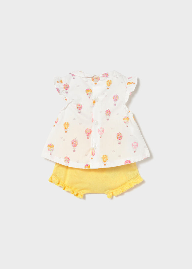 Completo blusa mongolfiera con culotte in tricot neonata Mayoral