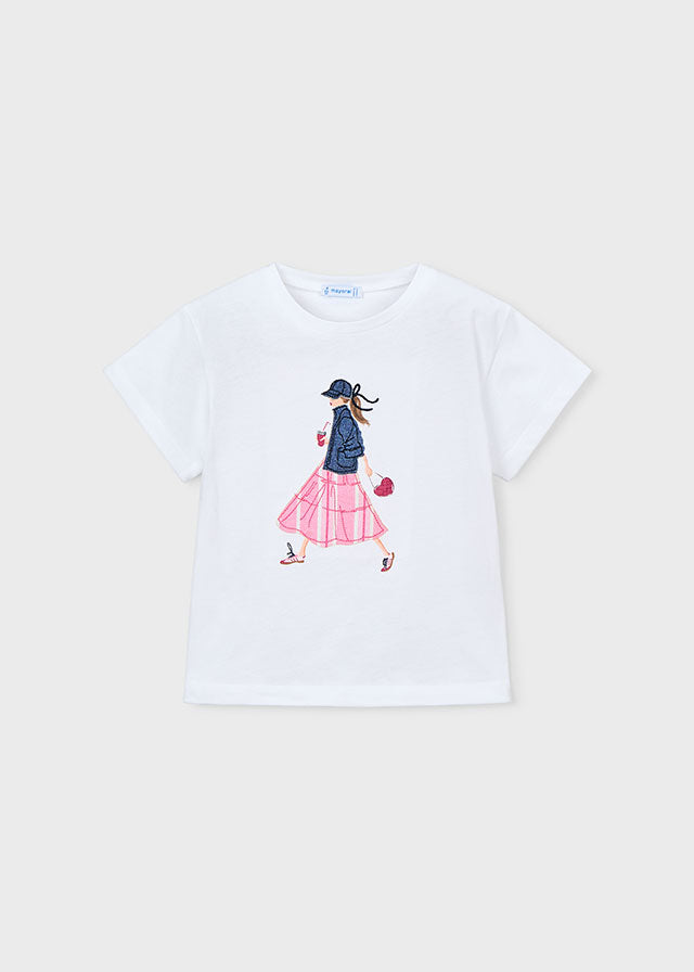 T-shirt con stampa ragazza bambina Mayoral
