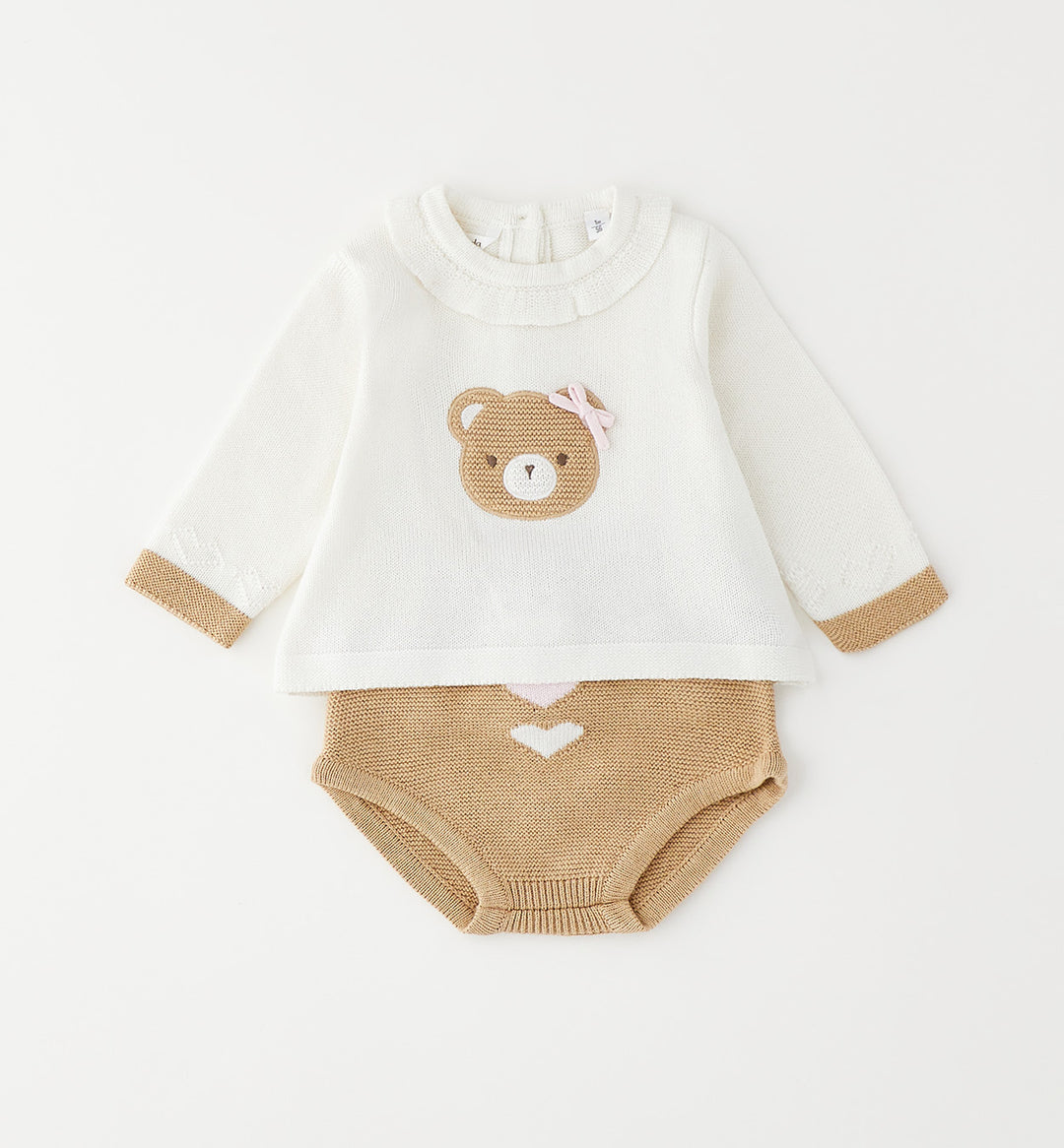 Completo in tricot con culotte neonata Minibanda