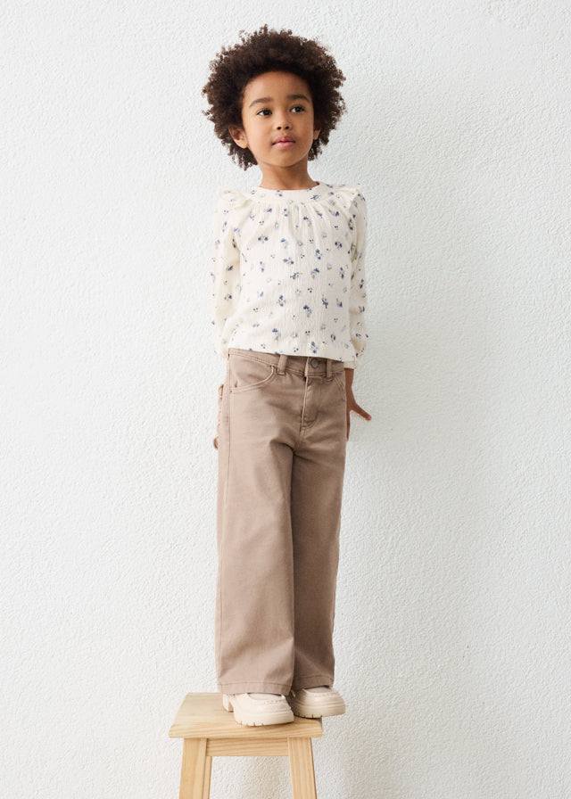 Pantalone largo con ricamo bambina Mayoral