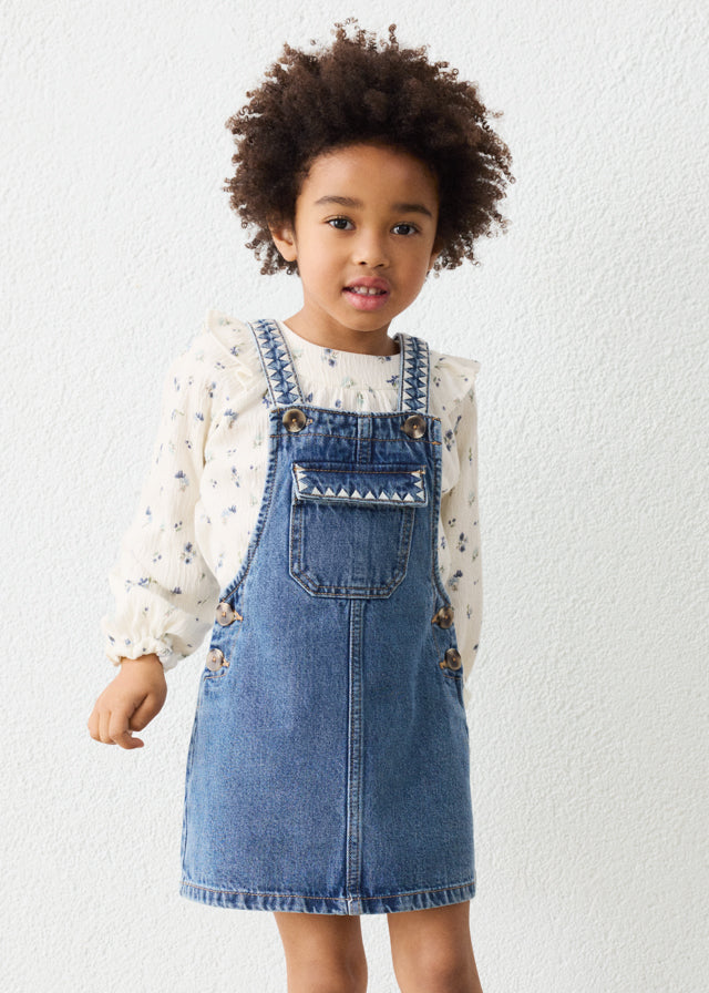 Salopette in jeans ricamata bambina Mayoral