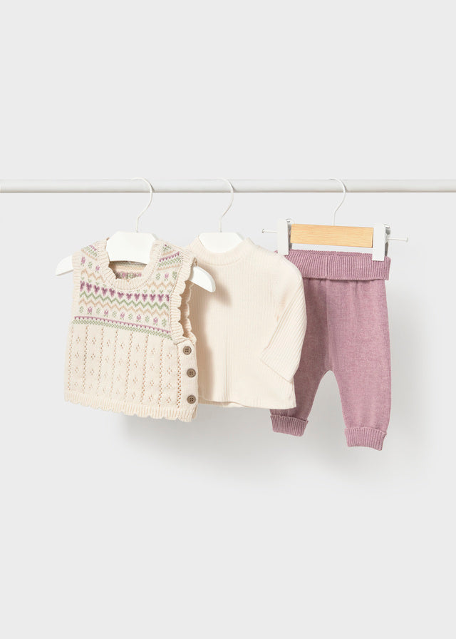 Completo 3 pezzi con leggings tricot neonata Mayoral