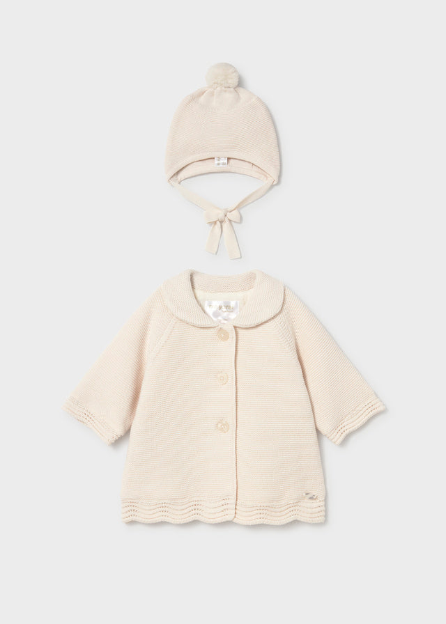 Cappotto in lana con cappuccio neonata Mayoral