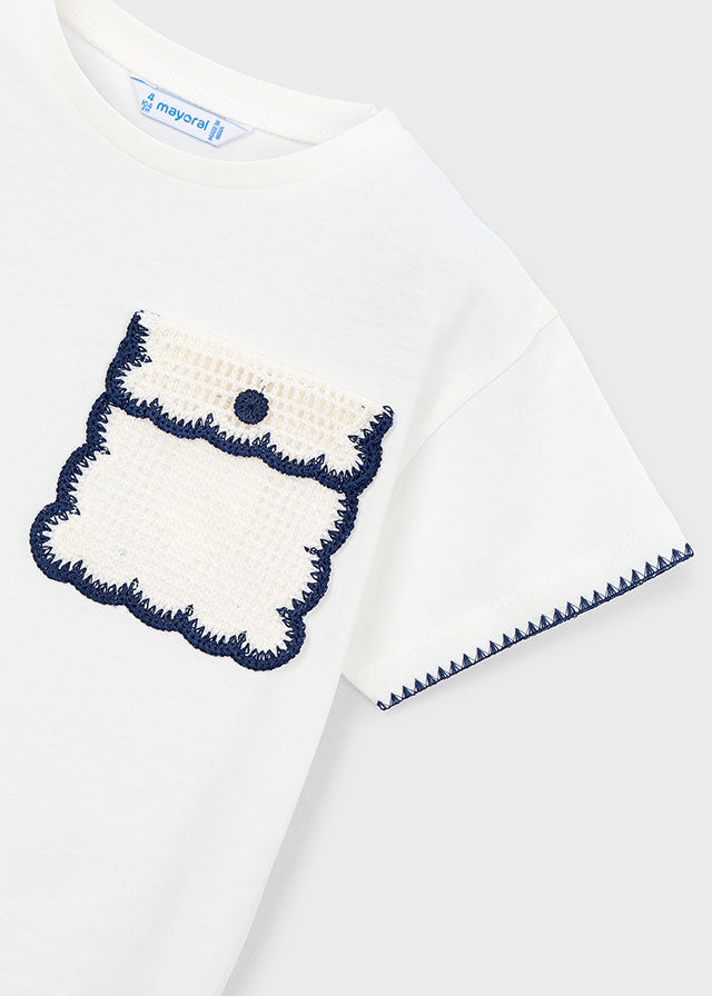 T-shirt con taschino bambina Mayoral